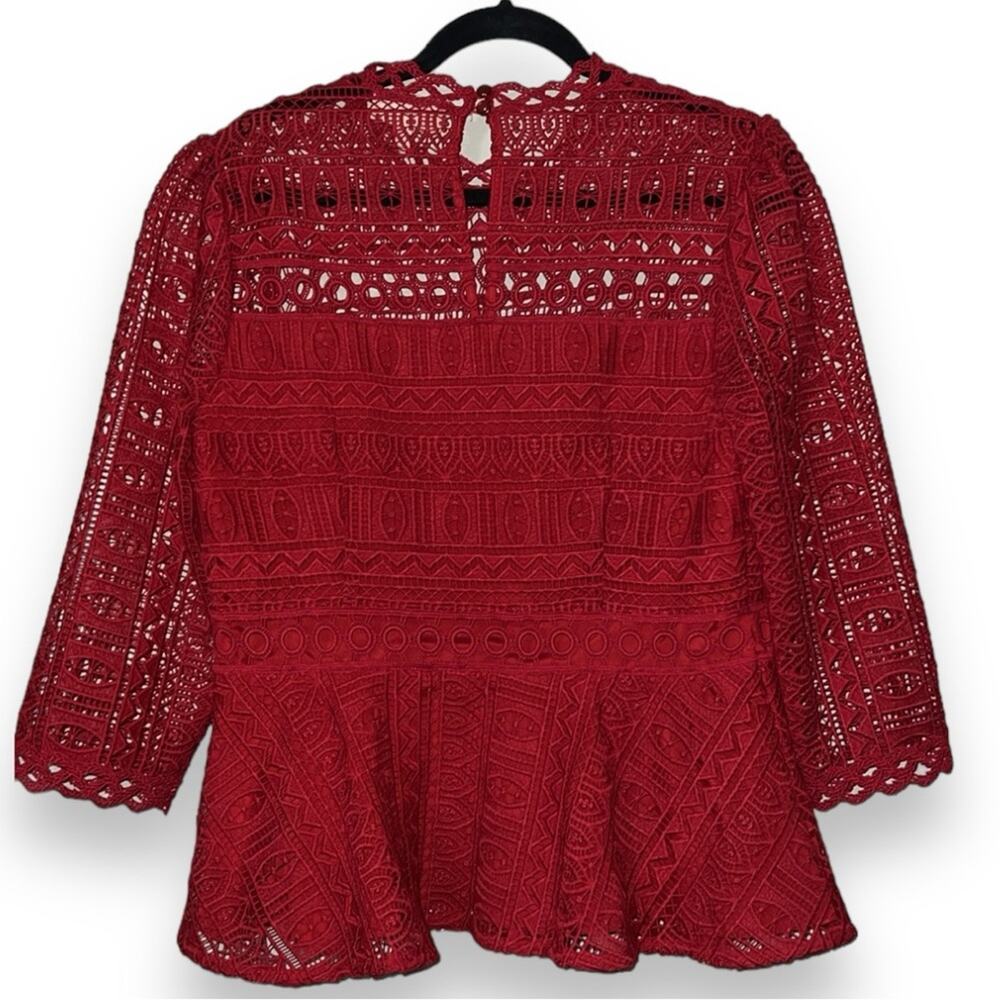 Moulinette Soeurs by Anthropologie lace peplum top women's size 14 lined 3/4 slv - Picture 6 of 14